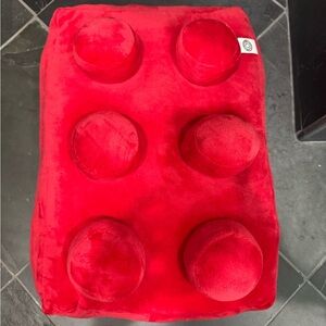 Red Plush Block Pillow